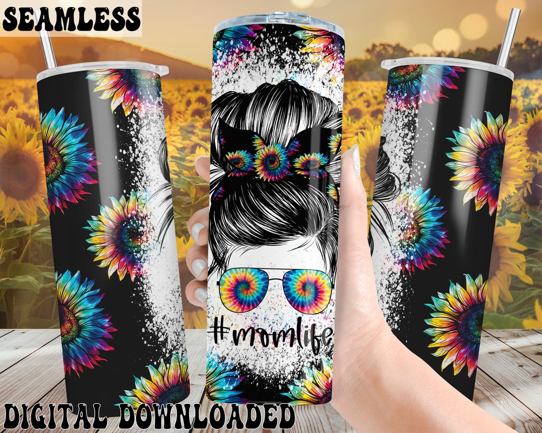 Mom Sunflower Tie Dye Sumlimation for 20oz Skinny Tumbler Wrap Designs ...