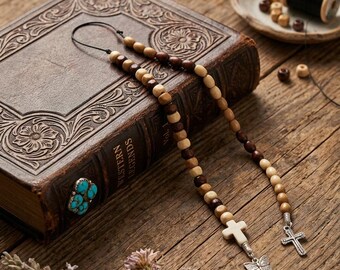 Handmade Christian Seed Beaded Bookmark with Butterfly & Cross Charms