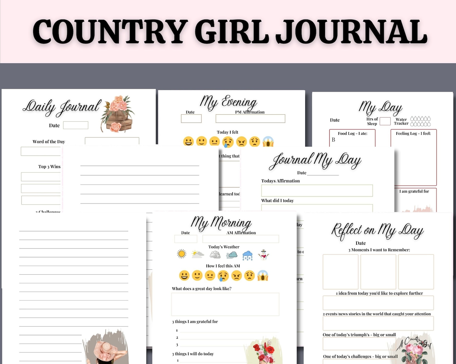 Country Girl Journal Printable - Printable Journal - Daily Journal ...