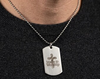 Made to Worship Engraved Dog Tag Necklace – 20" Ball Chain