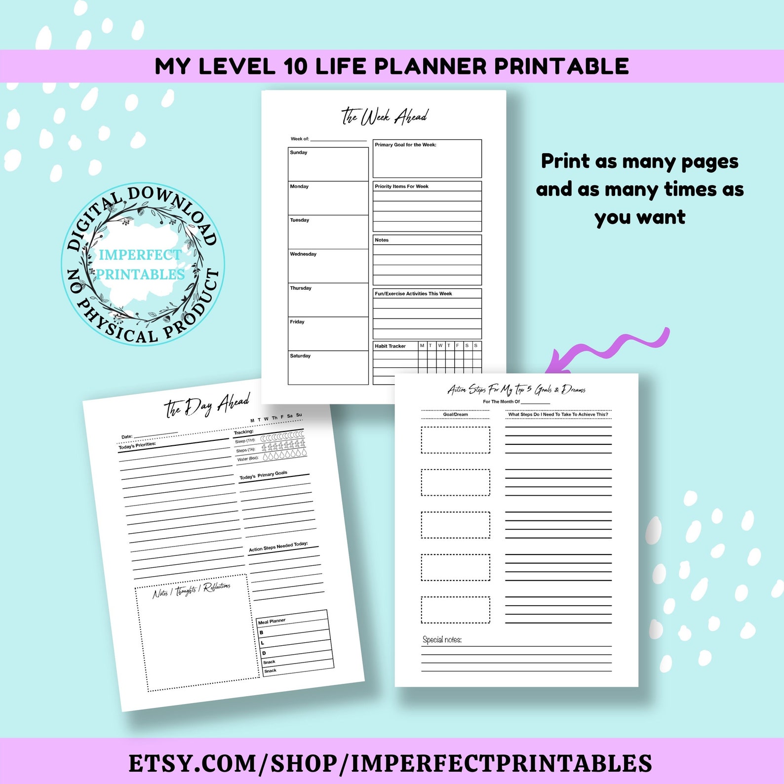 My Level 10 Life Planner Printable Printable Planner | Etsy