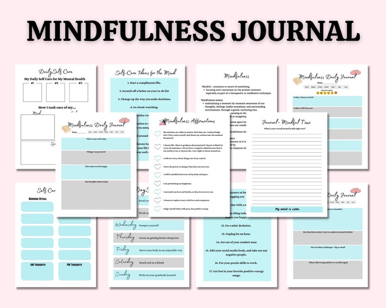 Mindfulness Journal Printable Journal Self Care Ideas - Etsy