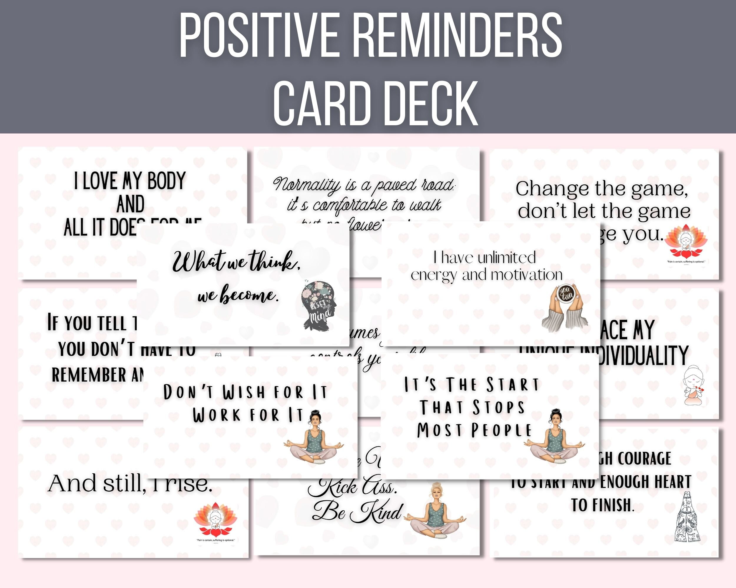Positive Reminders Positive Affirmation Cards Positive Thinking Cards ...