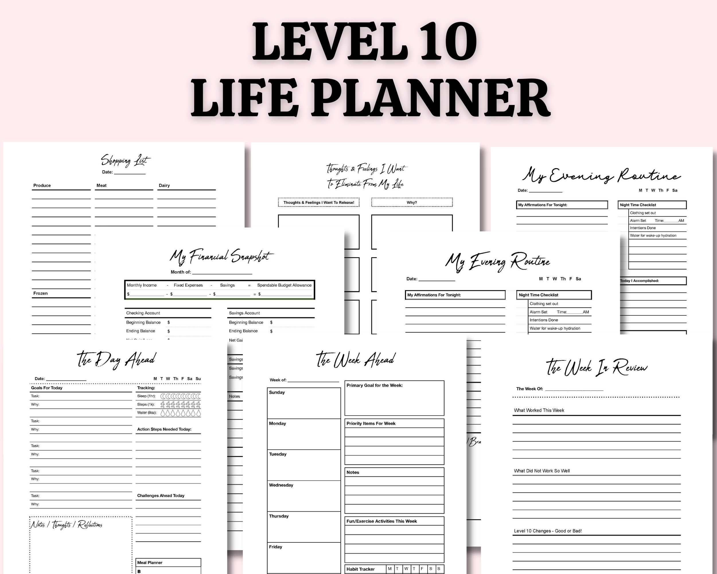My Level 10 Life Planner Printable Printable Planner Gratitude Planner ...