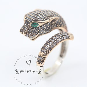 Jaguar Panther Leopard Cubic Zircon Ring