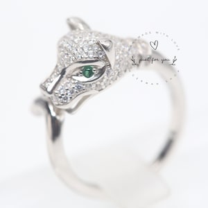 Jaguar Panther Leopard Cat Cubic Zircon Ring