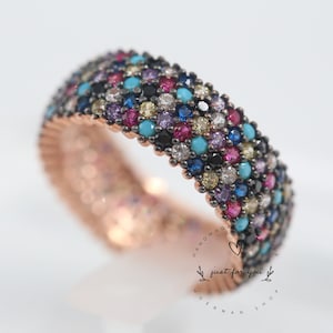 5 Lijnen Multi Color Ronde Cut Zirconia 925 Sterling Zilver Fashion Design Bandring Verschillende maten beschikbaar