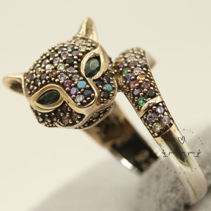 Cubic Zircon Ring, Elegant Jaguar Panther & Leopard Design,Sparkling Fashion Jewelry for Her