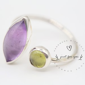 Natural Amethyst and Peridot Ring