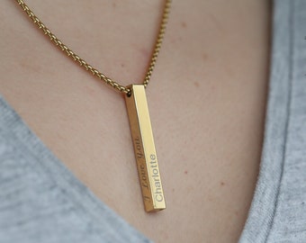 Personalized Bar Necklace, Custom Bar Necklace, Name Necklace, Custom Engraved Necklace, Gifts Personalized, Gold Necklace, Gifts for Her