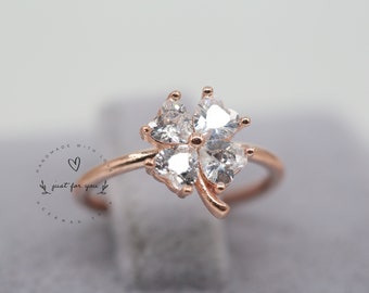 Four Leaf Clover Silver Ring