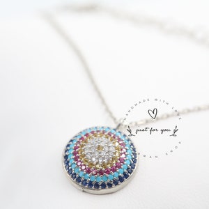 Naszyjnik ze srebra próby 925 Evil Eye, naszyjnik na szczęście, ręcznie robiona biżuteria, prezenty dla niego