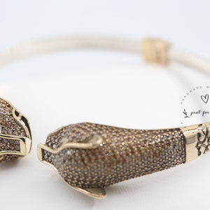 Jaguar Panther Leopard Cubic Zircon Bracelet, Sterling Silver Bracelet, Gift for Her, Leopard Bracelet, Cheetah Bracelet, Cat Bracelet,Tiger