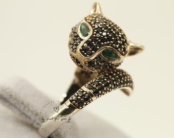 Jaguar Panther Leopard Cubic Zircon Ring
