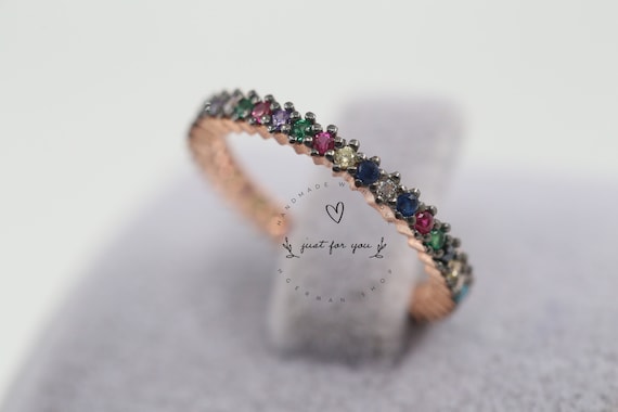 Anello Banda Larga 925 Sterling Silver – Zirconi Cubici Brillanti, Taglia 7.25 – Florence