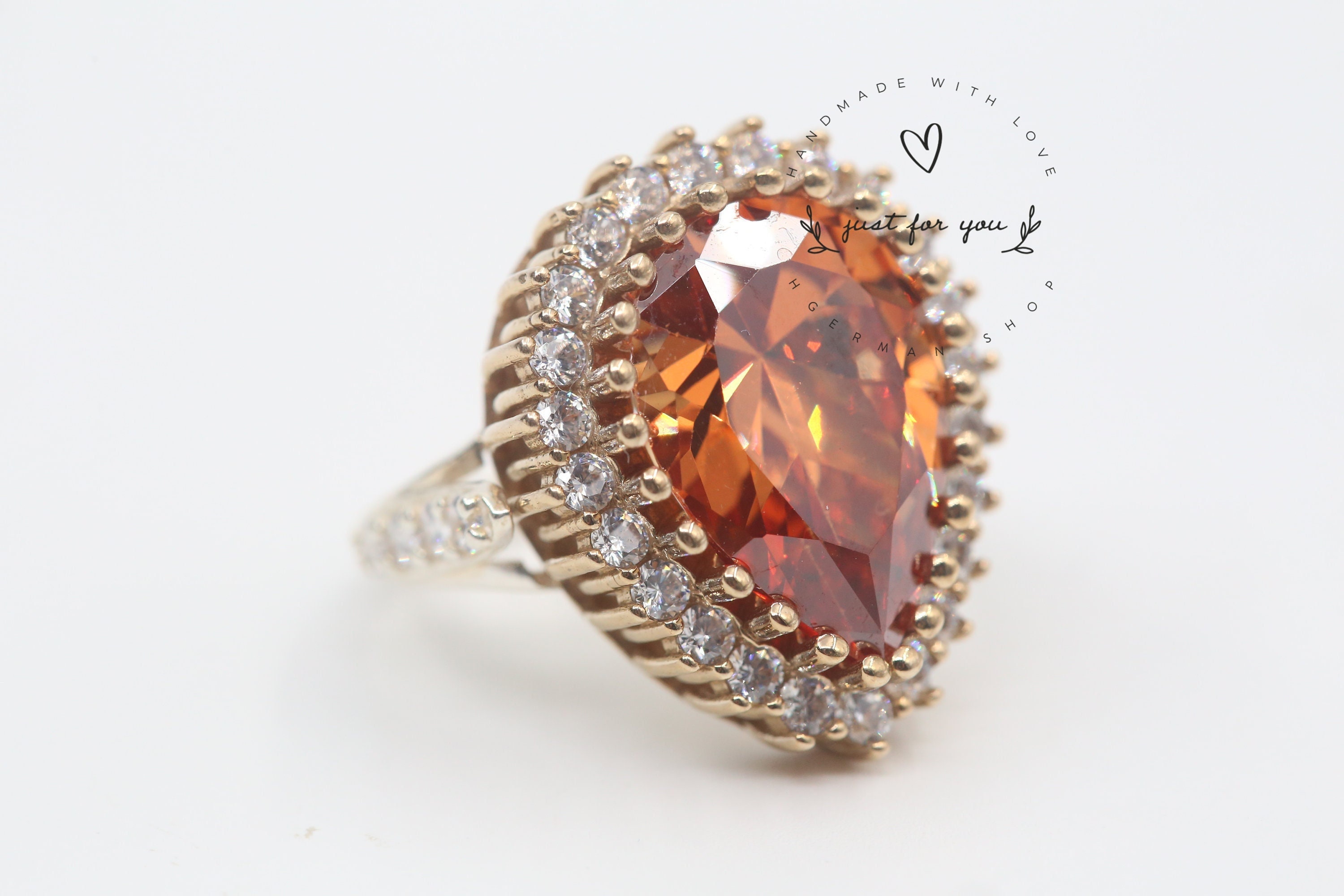 Special Handmade Ottoman Design Citrine 925 Sterling Silver Ring, Antique Hurrem Ring in Different Size