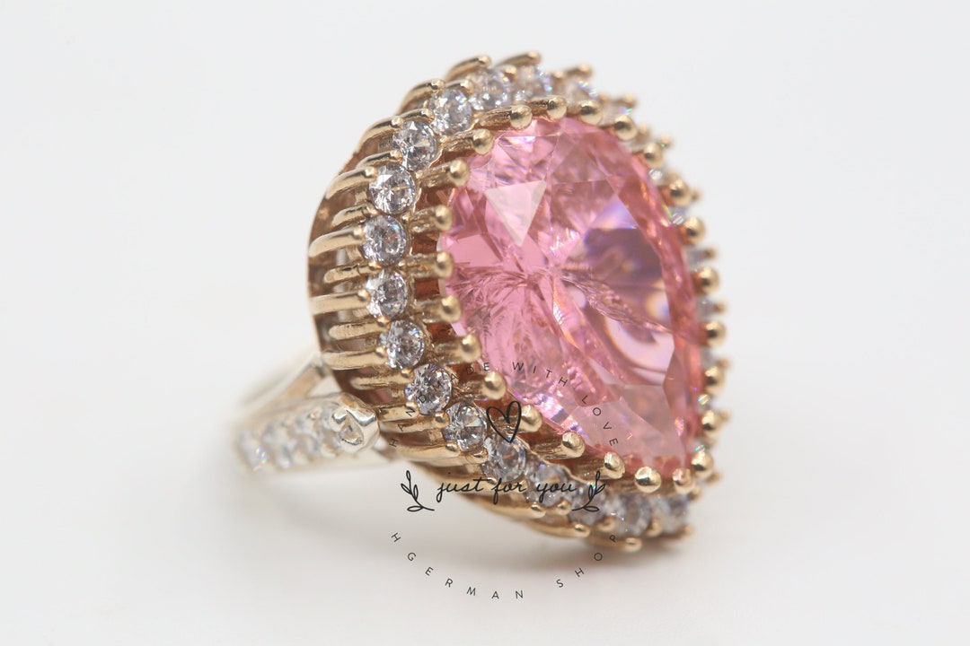Handmade Tourmaline Ring, Dainty Cubic Zircon 925 Sterling Silver Ring ...
