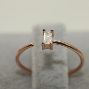Dainty Baguette Silver Ring
