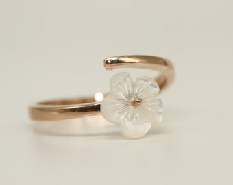 Flower Adjustable Silver Ring