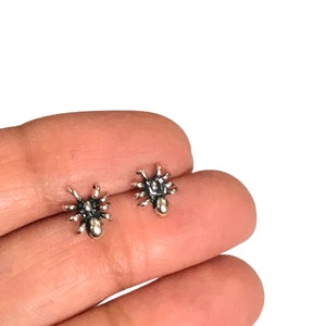 Sterling Silver Spider Stud Earrings: Bug Lover Jewelry