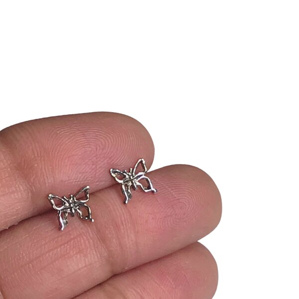 Butterfly Stud Earrings in Sterling Silver, Gift For Nature Loving Friend