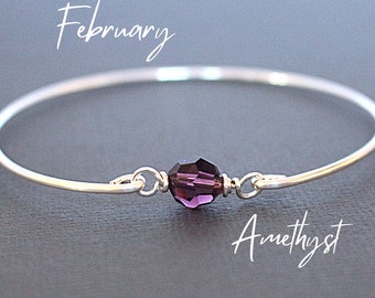 February Birthstone Bracelet, Amethyst Crystal Bracelet, February Birthday Gifts for Her, Gemstone Bracelet, Amethyst Jewelry