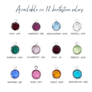Not Sold Individually Birthstone Charm, Silver Plated 6mm Crystal Channel, February March April June July August September October December