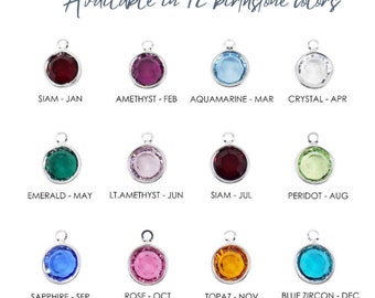Silver Plated Birthstone Charm, 6mm Crystal Channel (Add-on)