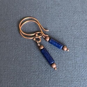 Lapis Lazuli Earrings: Copper Ear Wire Dangle Jewelry