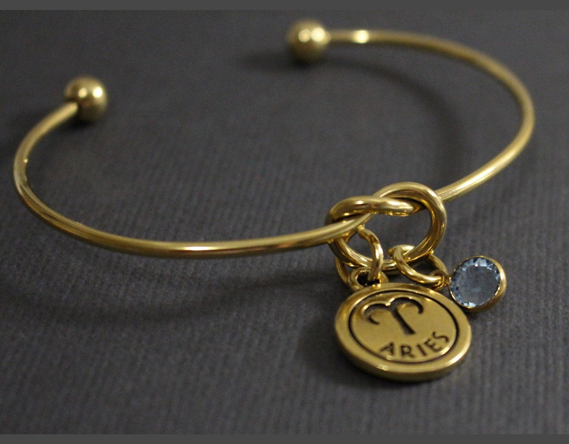 Gold Zodiac Bracelet Birthstone Bracelet Aries Bracelet Any