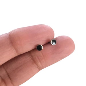 Clous d'oreilles en onyx noir en argent sterling, boucles d'oreilles Tony Stone noires