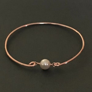 Rose Gold Pearl Bracelet, White Pearl Bracelet, Rose Gold Jewelry, Gift For Her