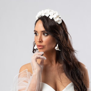 MARINA Bridal clay tiara, Clay flower tiara, Wedding headpiece, Bridal headpiece, Bridal headband, Floral tiara image 1