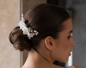 NINA HAIRCOMB | Bridal Porcelain Haircomb, Flower Haircomb, Bridal Hair Accessories