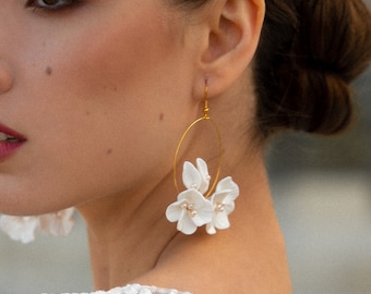 ANAELLE EARRINGS | Porcelain Flower Earrings, Bridal Earrings
