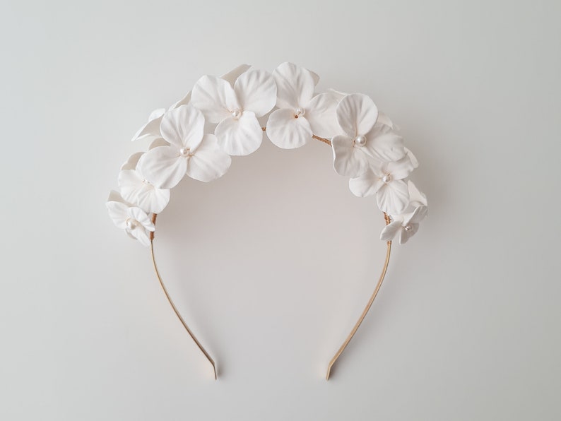 MARINA Bridal clay tiara, Clay flower tiara, Wedding headpiece, Bridal headpiece, Bridal headband, Floral tiara image 2