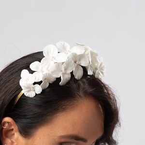 MARINA Bridal clay tiara, Clay flower tiara, Wedding headpiece, Bridal headpiece, Bridal headband, Floral tiara image 4