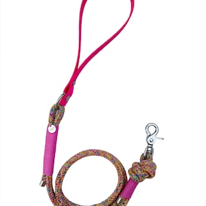 Flower Power Dog Leash (Pink) - Paracord & Biothane / Vegan Leather