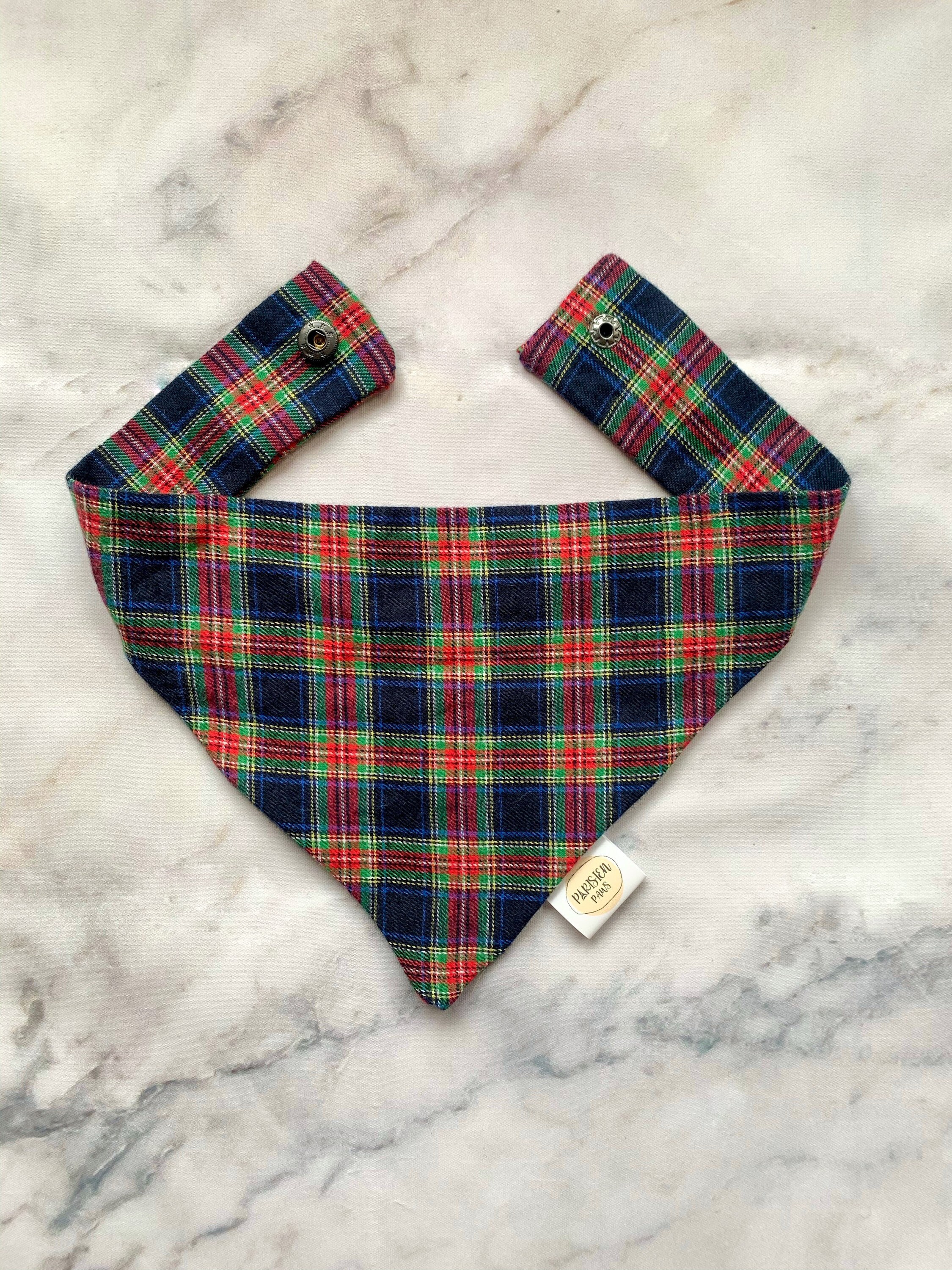 Tartan Dog Bandana - Plaid Bleu