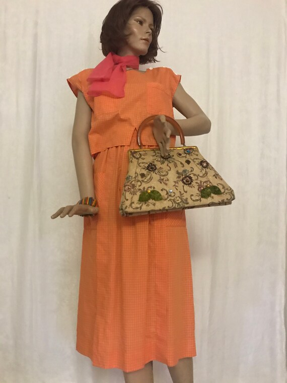 1960’s Mod Orange Sleeveless 2pc Skirt Suit