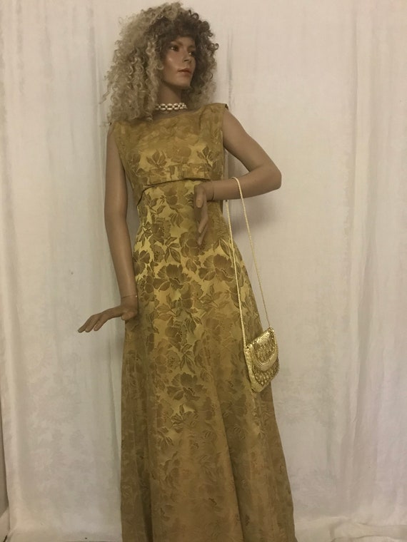 Vintage 1960’s Amber Damask Maxi - Dress