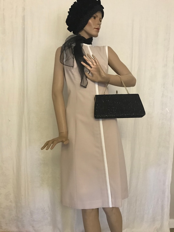 Vintage 1960’s Linen Look Sleeveless Drees 2pc Sui