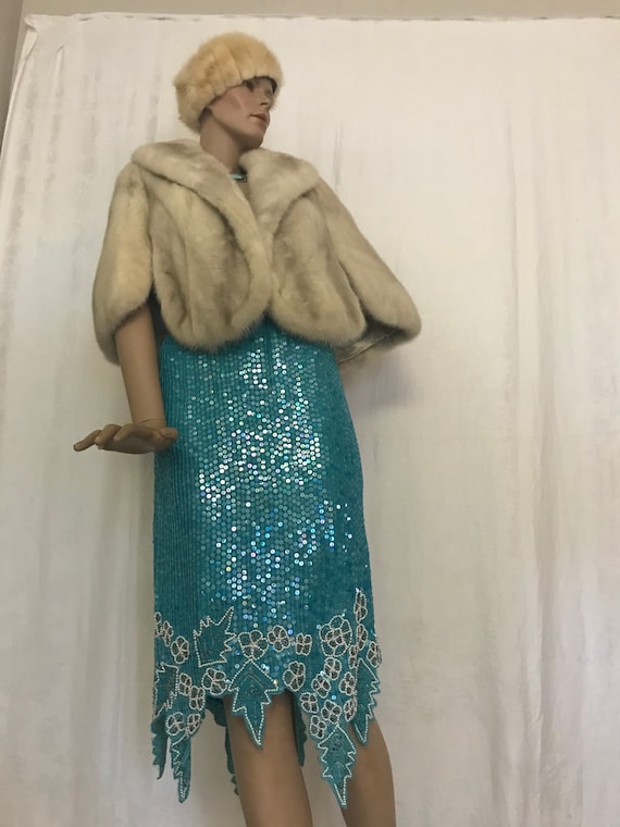 Vintage 1980’s Aqua Sequin Skirt & Top