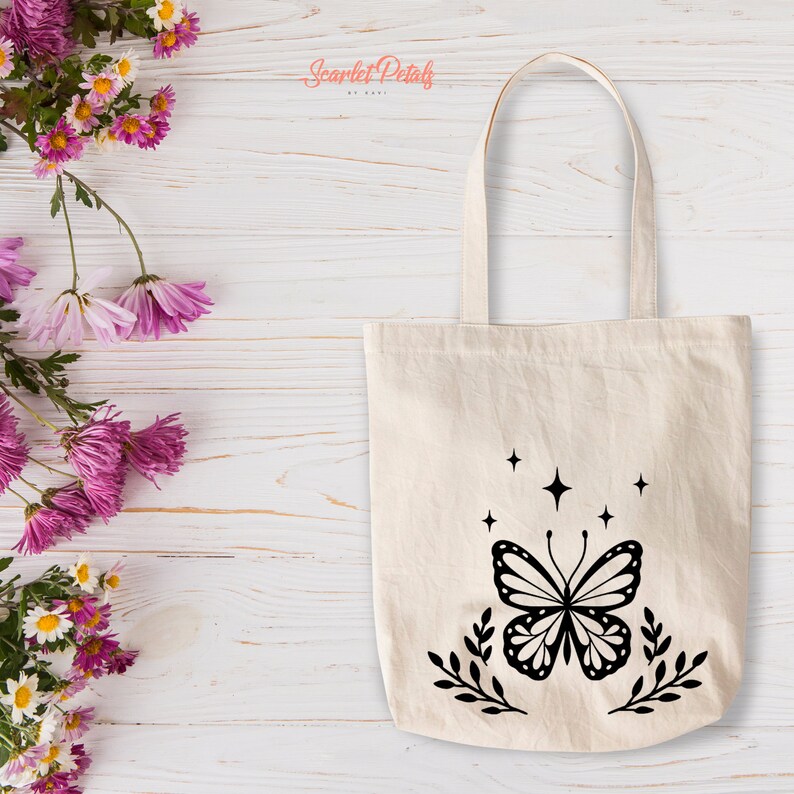 Custom Made Bag Butterfly Design Canvas Tote Bag Personalized Tote Bag