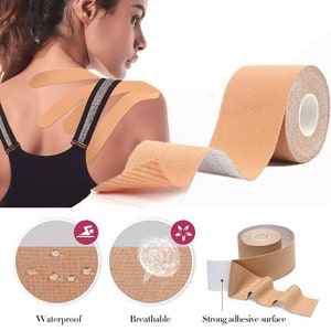 Breast Lift Tape, Bra Alternative Breathable Breast Lift Tape Athletic  Tape, Come with 2 PCS Nipple Cover, , Body Tape Push Up Tape Provide  Lifting 