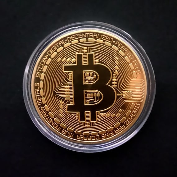 Bitcoin Commemorative Coin Crypto Metal Collectible – Gold