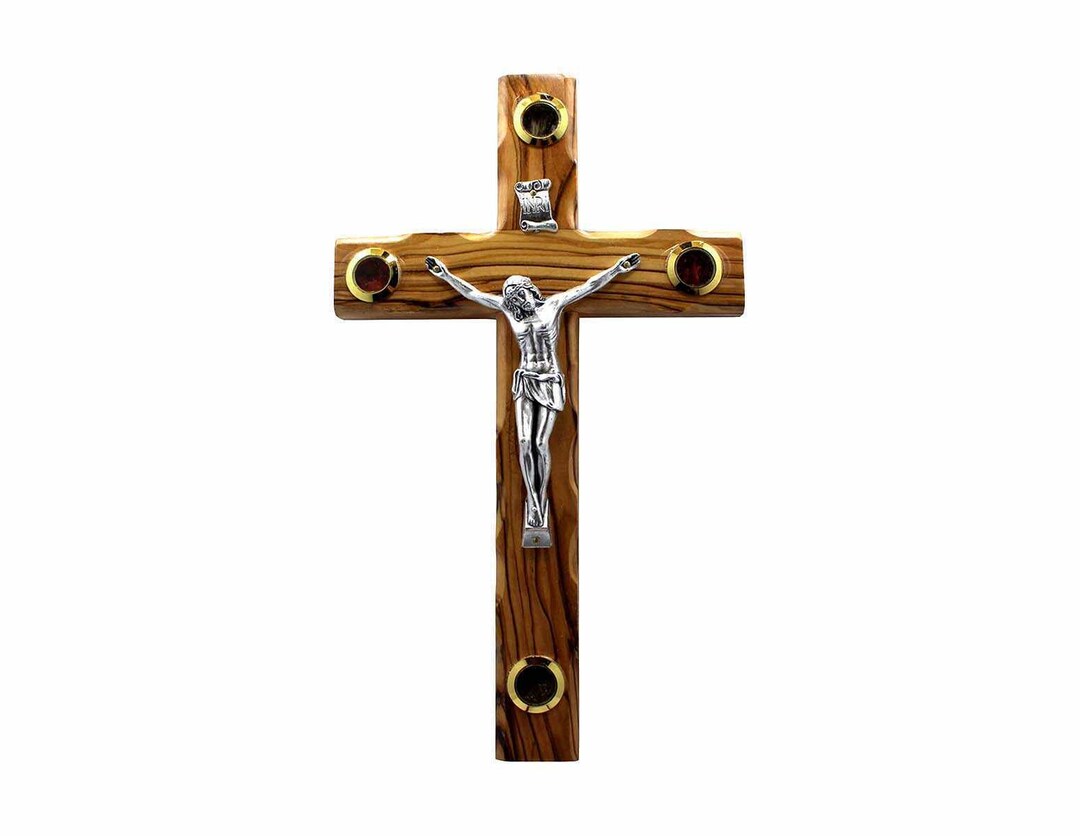 Olive Wood Wall Cross Crucifix Catholic Capsules From Etsy