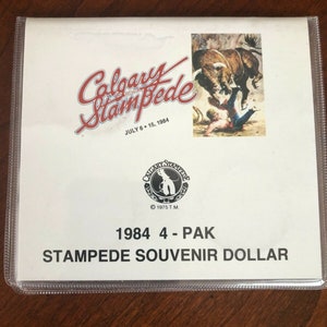 Pack of 4 one dollars  1984 Calgary Stampede Souvenir Dollar Bull Riding 1984 4 mint marks