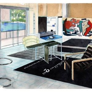 Villa E1027-Eileen Gray/Roquebrune Cap Martin. Stampa acquerello ad alta definizione su carta a grana fine 300 g/m2