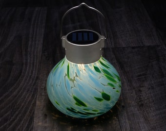 5" Handblown Glass Solar Tea Lantern - Mint